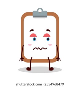 cute grumpy expression of clipboard cartoon character