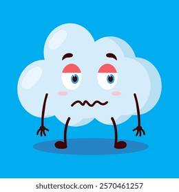 cute grumpy expression of cloud cartoon character
