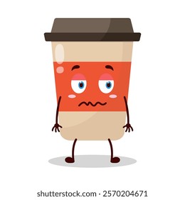 cute grumpy expression of coffee cup cartoon character
