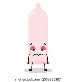 cute grumpy expression of condom character