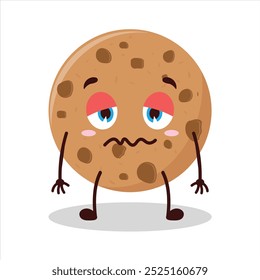 Cute grumpy expression of cookies cartoon character