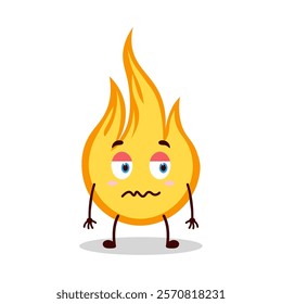 cute grumpy expression of fire cartoon character
