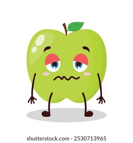 cute grumpy expression of green apple cartoon character