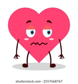 cute grumpy expression of heart cartoon character