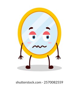 cute grumpy expression of mirror cartoon character
