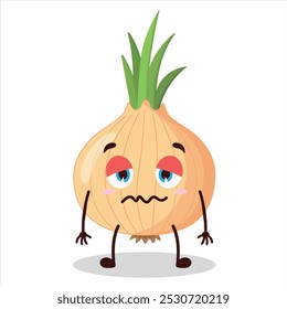 cute grumpy expression of onion cartoon character