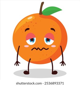 cute grumpy expression of orange character