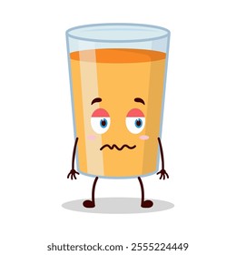 cute grumpy expression of orange juice cartoon character