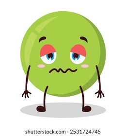 cute grumpy expression of pea cartoon character