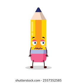 cute grumpy expression of pencil cartoon character