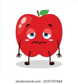 cute grumpy expression of red apple cartoon character