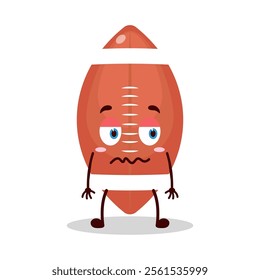 cute grumpy expression of rugby ball cartoon character
