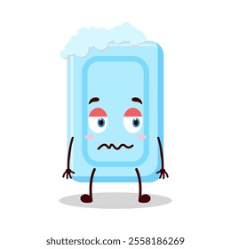 cute grumpy expression of soap cartoon character
