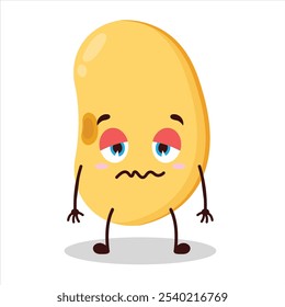 cute grumpy expression of soy bean character