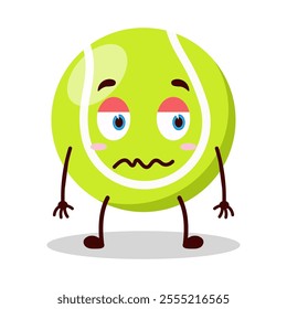 cute grumpy expression of tennis ball character