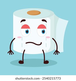 cute grumpy expression of toilet paper character