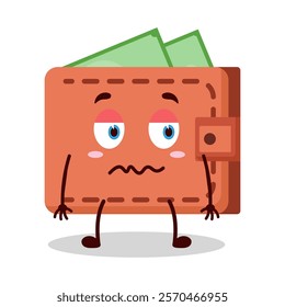 cute grumpy expression of wallet cartoon character
