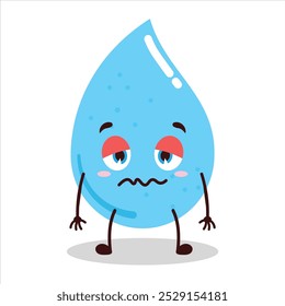 cute grumpy expression of water drop cartoon character