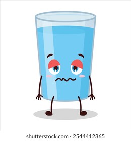 cute grumpy expression of water in glass cartoon character