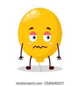 cute grumpy expression of yellow balloon cartoon character
