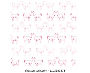 Cute Grumpy Llama Wallpaper Pink Repeat Pattern 