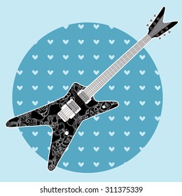 Cute grunge abstract guitar. Vector illustration
