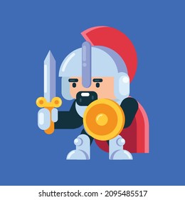 Cute guardian knight vector in flat style