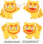 Cute guardian lions of Okinawa