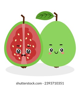Cute guava cartoon character isolated on white background