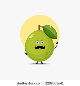 Cute guava character with mustache illustration