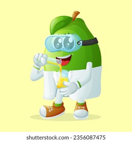 Cute guava character as scientists. Perfect for kids, merchandise and sticker, banner promotion or blog
