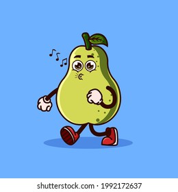 Cute Guava fruit character walking with happy face. Fruit character icon concept isolated. flat cartoon style Premium Vector