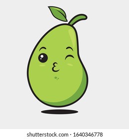 Cute guava, illustration graphic vector of guava with cute expression, fruit character, funny guava for your design.