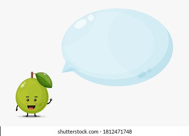 Cute guava mascot with bubble speech