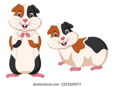 Cute guinea pig cartoon character isolated on white background. South America fauna wild animal. Vector illustration