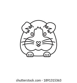 Cute Guinea Pig cartoon vector line icon 