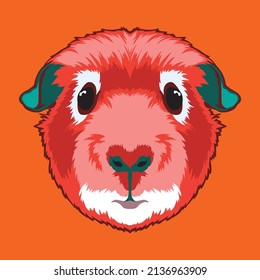 Cute Guinea Pig face vector illustration in decorative style, perfect for tshirt style and mascot logo 