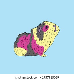 Cute Guinea Pig or Guineapig Pet Cartoon Illustration in Vector