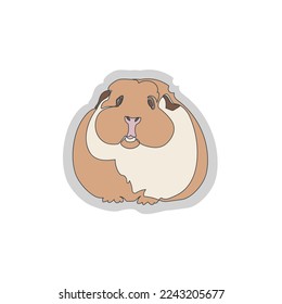 Cute guinea pig isolated on white background. Vector illustration.