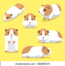 Cute Guinea Pig Poses Cartoon Vector Illustration