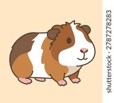 Cute guinea pig, small rodent pet icon, vector illustration