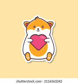 Cute Guinea Pig Sticker with Heart