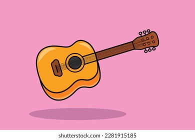 Cute guitar cartoon icon illustration. design isolated flat cartoon style