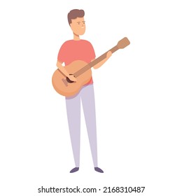 Cute guitar play icon cartoon vector. Music school. Singer musician