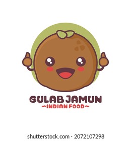 cute gulab jamun cartoon. traditional indian food illustration, suitable for, logos, prints, labels, packaging, stickers, etc.