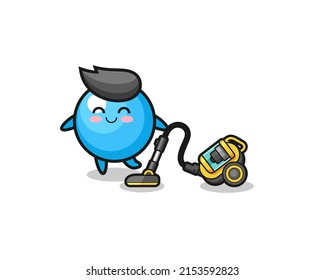 cute gum ball holding vacuum cleaner illustration , cute design
