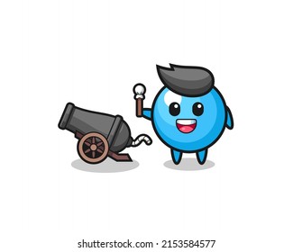 tiro lindo de bola de goma usando cañón, diseño lindo