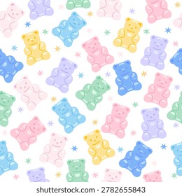 Cute gummy bear candy seamless pattern