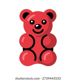 Cute gummy bear candy vector icon, jelly sweet dessert for kids party, sticker, confectionery logo, menu design, playful illustration