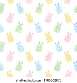 Cute gummy rabbit jelly candy seamless background repeating pattern, wallpaper background, cute seamless pattern background